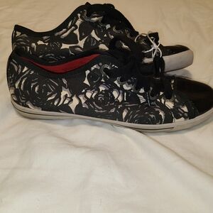 Brighton Black and White Floral Sneakers